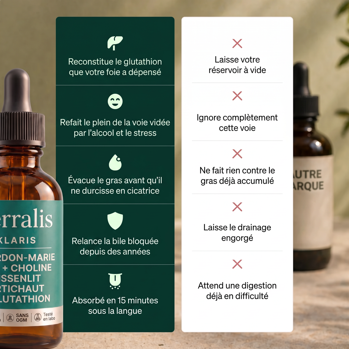 Mode d'emploi de Klaris : 2 mL par jour