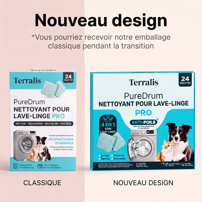 Terralis PureDrum Ultra, nettoyant pour lave-linge anti-poils, 24 tablettes