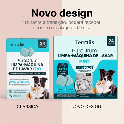 Terralis PureDrum Ultra, limpa-máquina de lavar anti-pelos, 24 pastilhas