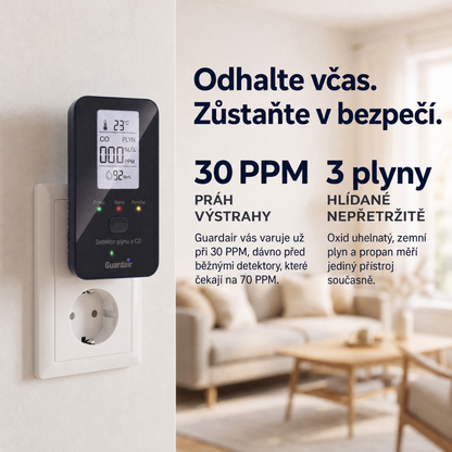 Instalace bez nářadí: zapojte Guardair, kalibrace trvá 200 sekund