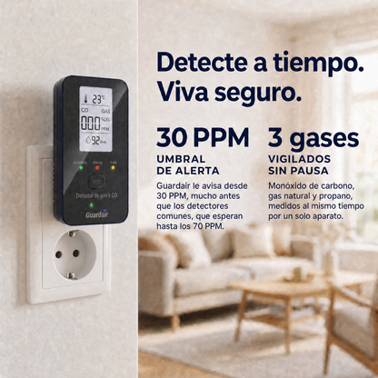 Instalación sin herramientas: enchufe el Guardair, la calibración toma 200 segundos