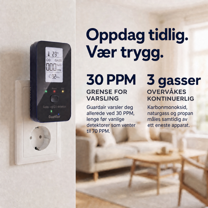 Montering uten verktøy: sett inn Guardair, kalibreringen tar 200 sekunder