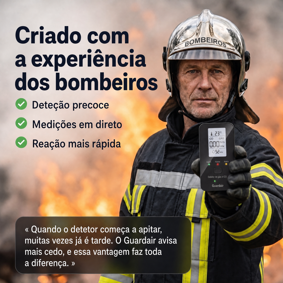 Guardair na mão, sensor de nível 3 com luzes de estado