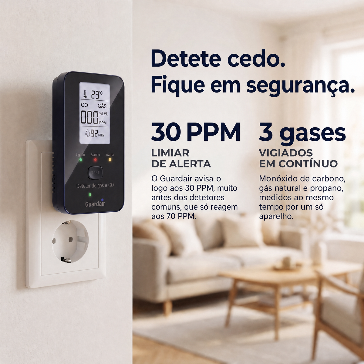 Instalação sem ferramentas: liga o Guardair e a calibração demora 200 segundos