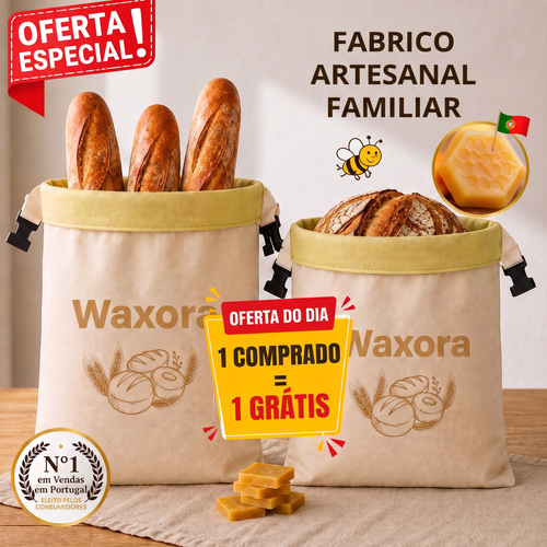 Saco para pão Waxora em algodão e cera de abelha, oferta especial