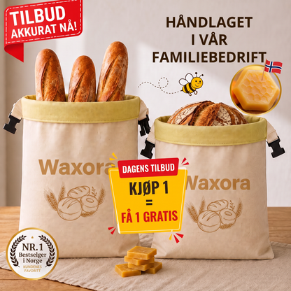 Waxora brødpose i bomull og bivoks, tilbud akkurat nå