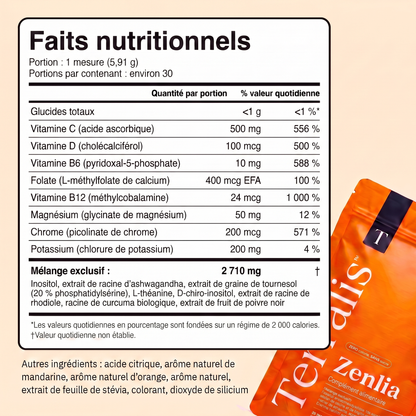 Sachet de poudre Zenlia saveur orange, 30 portions