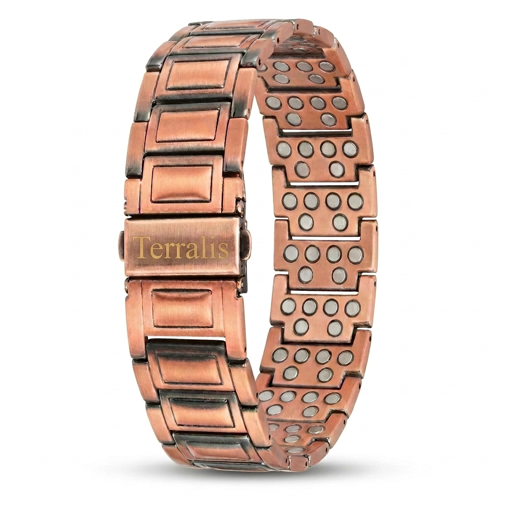 Bracelet magnétique Terralis en cuivre pur au poignet