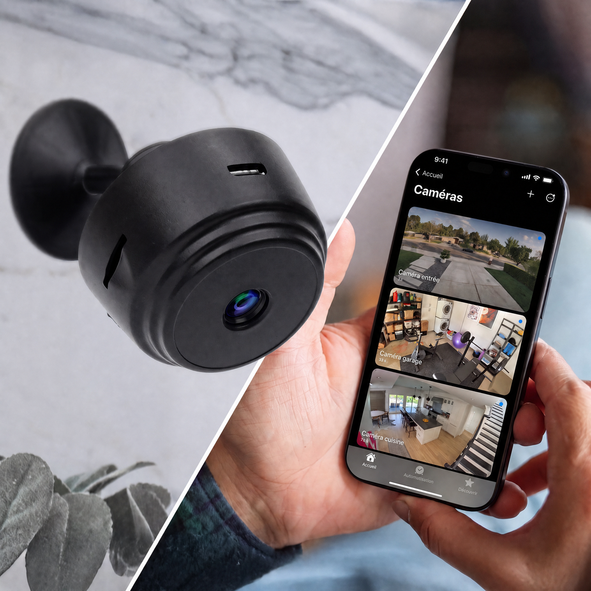 Sentra : mini caméra de sécurité sans fil HD avec vision nocturne