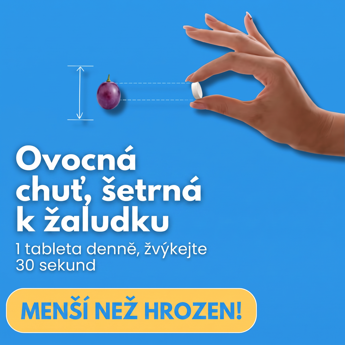 Skutečná velikost žvýkací tablety Emaline