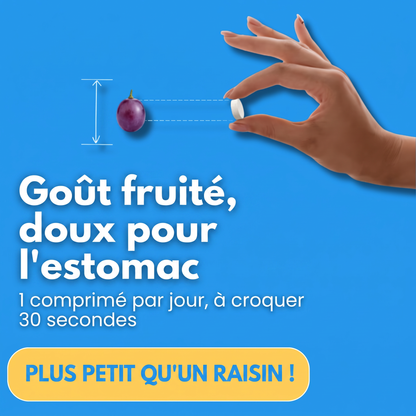 Taille réelle du comprimé à mâcher Emaline