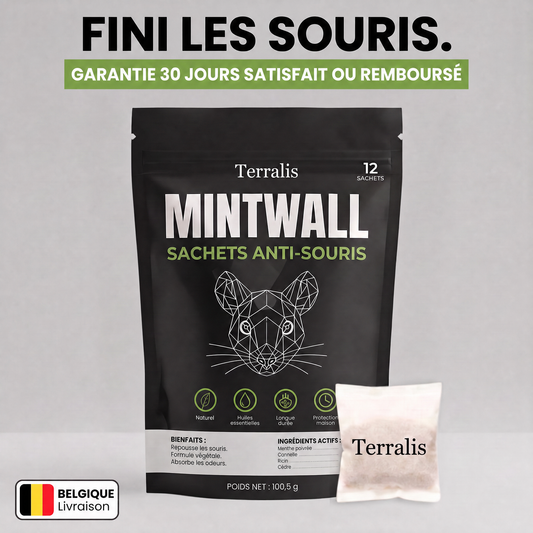 Sachets anti-souris Mintwall de Terralis, sachet écru et sac noir de 12 sachets
