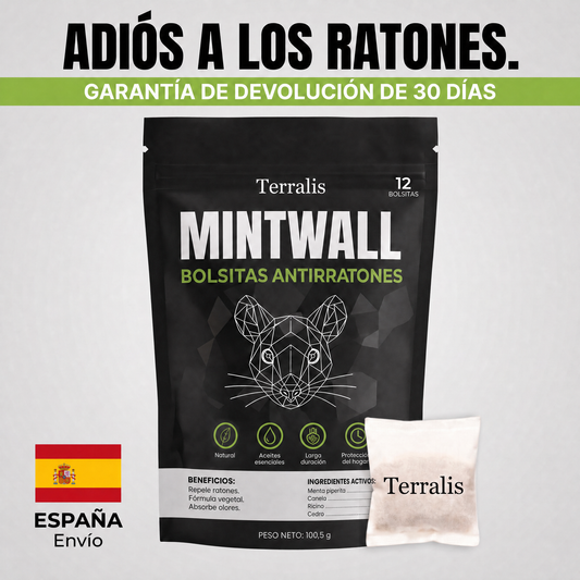 Bolsitas antirratones Mintwall de Terralis, bolsita de color crudo y bolsa negra de 12 bolsitas